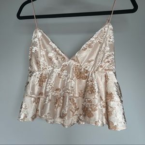 KATWALK Light Pink and Crushed Velvet Tank Top